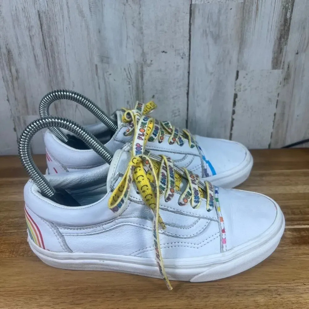 Vans x Flour Shop Old‎ Skool Rainbow White Skate Shoes Women's 5.0 / Kids 3.5